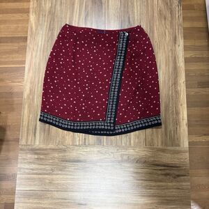 Charter Club Petite Red Black Diamond Pattern Wrap Skirt Size 14 Petite Preppy